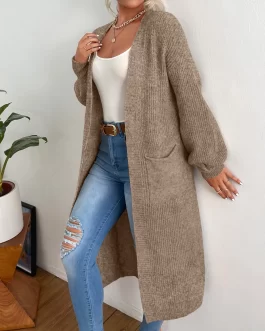 Double Pocket Drop Shoulder Duster Cardigan