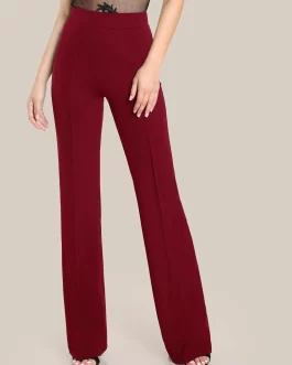 Felegant Wide Band Waist Zip Back Pants