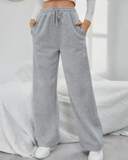 Solid Drawstring Slant Pocket Sweatpants