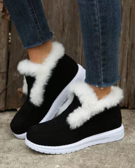 Minimalist Thermal Lined Faux Suede Snow Boots