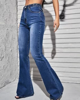 Slant Pocket Flare Leg Jeans