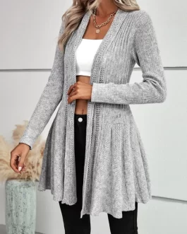 Ruffle Hem Open Front Cardigan